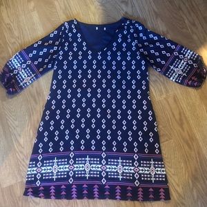 3/4 length sleeve patterned dress